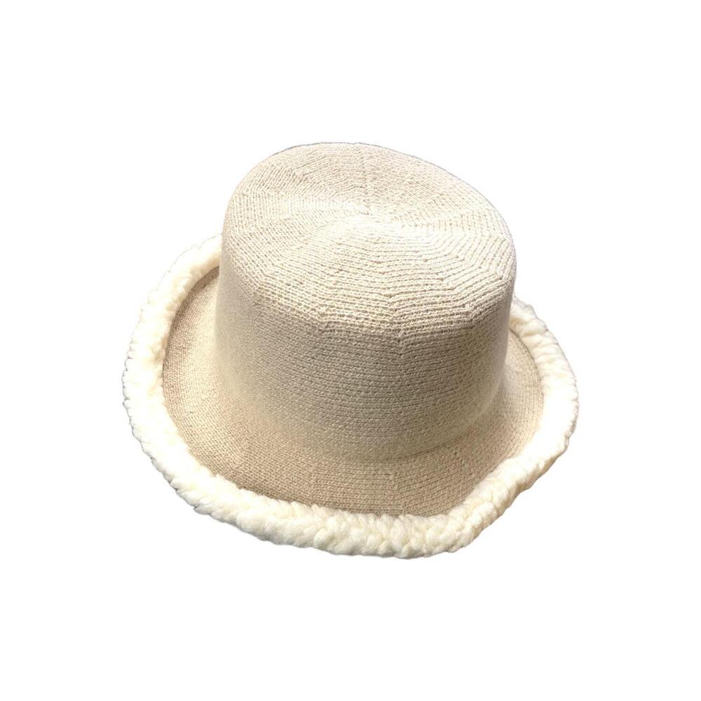 San Diego Hat Co. Knit Wool Blend Bucket Hat w/ Shearling Edge Oatmeal